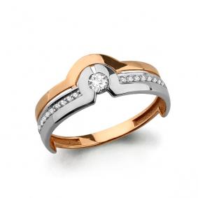 Золотое кольцо AQUAMARINE 64515А с фианитом 64515А фото