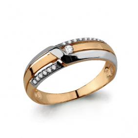 Золотое кольцо AQUAMARINE 64516А с фианитом 64516А фото