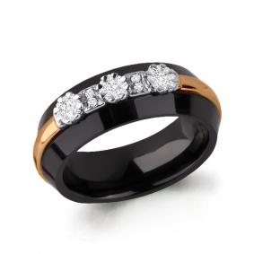 Золотое кольцо AQUAMARINE 64519 с фианитом и керамикой 64519 фото