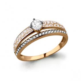 Золотое кольцо AQUAMARINE 64656А с фианитом и эмалью 64656А фото