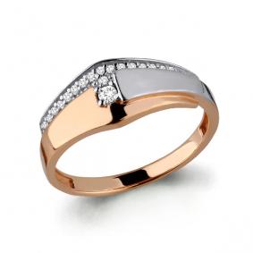 Золотое кольцо AQUAMARINE 64676А с фианитом 64676А фото