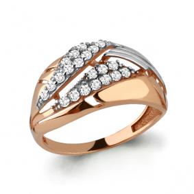 Золотое кольцо AQUAMARINE 64689А с фианитом 64689А фото