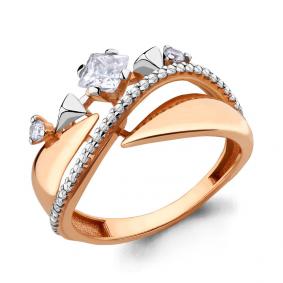 Золотое кольцо AQUAMARINE 64714А с фианитом 64714А фото