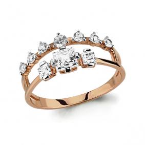 Золотое кольцо AQUAMARINE 64730А с фианитом 64730А фото