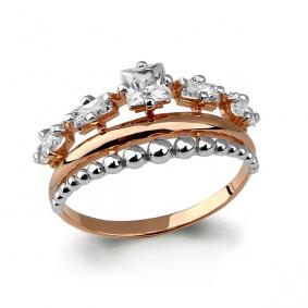 Золотое кольцо AQUAMARINE 64731 с фианитом 64731 фото