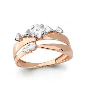 Золотое кольцо AQUAMARINE 64733 с фианитом 64733 фото