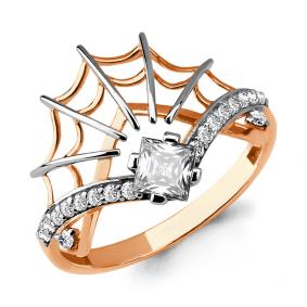 Золотое кольцо AQUAMARINE 64739А с фианитом 64739А фото