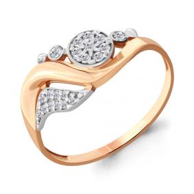 Золотое кольцо AQUAMARINE 64762А с фианитом 64762А фото