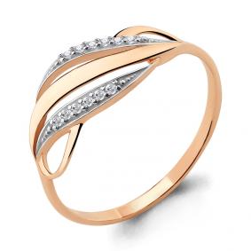 Золотое кольцо AQUAMARINE 64766А с фианитом 64766А фото