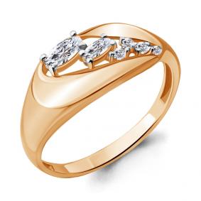 Золотое кольцо AQUAMARINE 64772А с фианитом 64772А фото