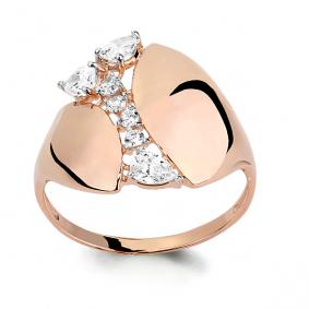 Золотое кольцо AQUAMARINE 64775А с фианитом 64775А фото