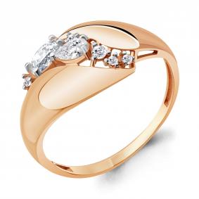 Золотое кольцо AQUAMARINE 64780А с фианитом 64780А фото