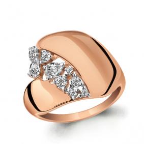 Золотое кольцо AQUAMARINE 64784А с фианитом 64784А фото