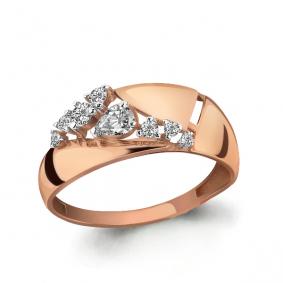 Золотое кольцо AQUAMARINE 64785А с фианитом 64785А фото