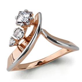 Золотое кольцо AQUAMARINE 64793 с фианитом 64793 фото