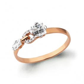 Золотое кольцо AQUAMARINE 64801А с фианитом 64801А фото