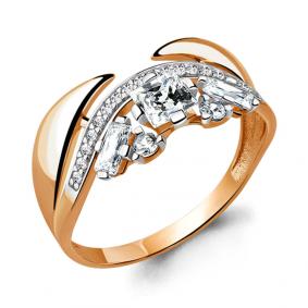 Золотое кольцо AQUAMARINE 64802А с фианитом 64802А фото