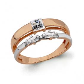 Золотое кольцо AQUAMARINE 64808 с фианитом 64808 фото