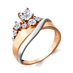 Золотое кольцо AQUAMARINE 64829А с фианитом 64829А фото