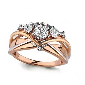 Золотое кольцо AQUAMARINE 64831А с Swarovski 64831А фото