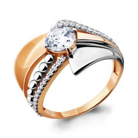 Золотое кольцо AQUAMARINE 64838А с фианитом и Swarovski 64838А фото
