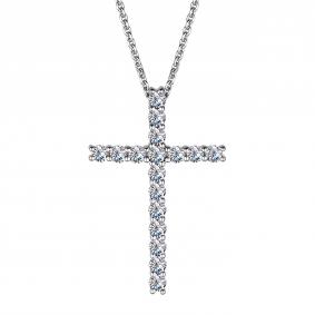 Колье Крест из белого золота АЛЬКОР с бриллиантом 64935-200 64935-200 фото