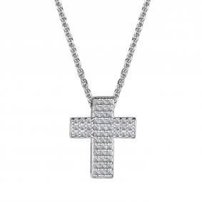 Колье Крест из белого золота АЛЬКОР с бриллиантом 65083-200 65083-200 фото