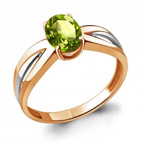 Золотое кольцо AQUAMARINE 6570307 с хризолитом 6570307 фото