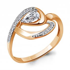 Золотое кольцо AQUAMARINE 657831А с фианитом 657831А фото