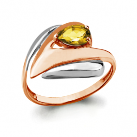 Кольцо из золочёного серебра AQUAMARINE 6590506 с цитрином 6590506 фото