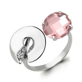 Серебряное кольцо AQUAMARINE 6594690А с фианитом и морганитом 6594690А фото