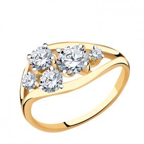 Золотое кольцо AQUAMARINE 66007 с Swarovski 66007 фото