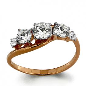 Золотое кольцо AQUAMARINE 66008 с Swarovski 66008 фото