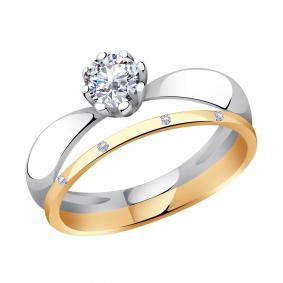 Золотое помолвочное кольцо AQUAMARINE с фианитом и Swarovski 66036 66036 фото