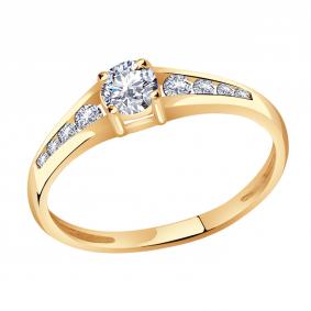 Золотое кольцо AQUAMARINE 660811 с фианитом 660811 фото