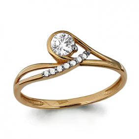 Золотое кольцо AQUAMARINE 66085А с фианитом 66085А фото