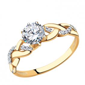 Золотое кольцо AQUAMARINE 66103А с Swarovski 66103А фото