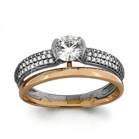 Золотое кольцо AQUAMARINE 66114А с Swarovski 66114А фото