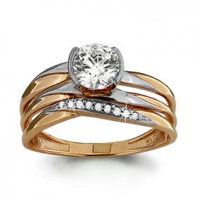 Золотое кольцо AQUAMARINE 66118А с Swarovski 66118А фото