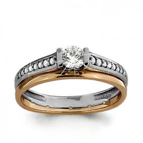 Золотое кольцо AQUAMARINE 66119А с фианитом и Swarovski 66119А фото