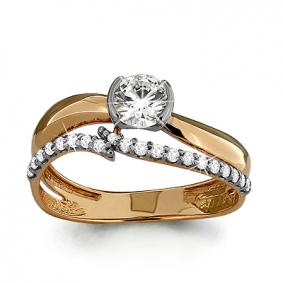 Золотое кольцо AQUAMARINE 66122А с Swarovski 66122А фото