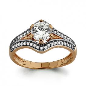 Золотое кольцо AQUAMARINE 66125А с фианитом 66125А фото