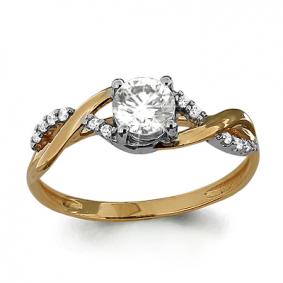 Золотое кольцо AQUAMARINE 66191А с Swarovski 66191А фото