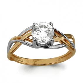 Золотое кольцо AQUAMARINE 66194 с фианитом 66194 фото