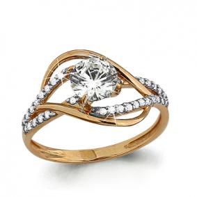 Золотое кольцо AQUAMARINE 66204А с Swarovski 66204А фото