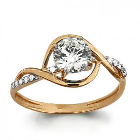 Золотое кольцо AQUAMARINE 66211А с фианитом 66211А фото