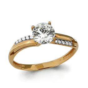 Золотое кольцо AQUAMARINE 66219А с Swarovski 66219А фото