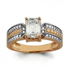 Золотое кольцо AQUAMARINE 66246А с фианитом 66246А фото