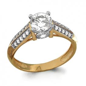 Золотое кольцо AQUAMARINE 66265А с фианитом 66265А фото