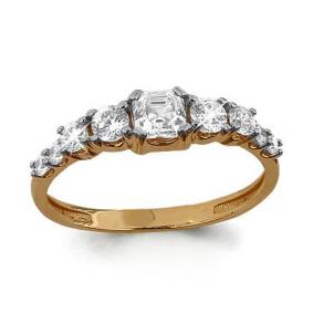 Золотое кольцо AQUAMARINE 66270 с фианитом 66270 фото